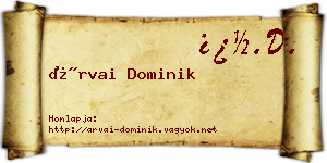 Árvai Dominik névjegykártya